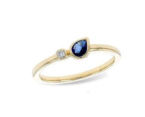 Toi et Moi Ring with Sapphire & Diamond 14k yellow gold